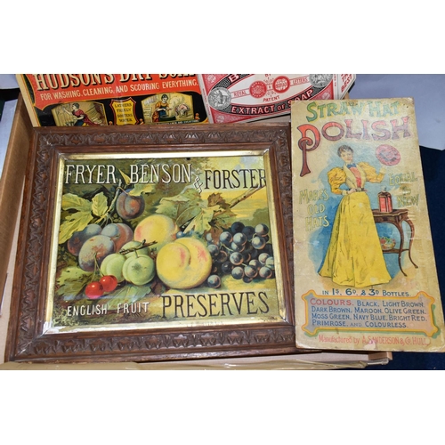 434 - VINTAGE ADVERTISING SHOWCARDS comprising Borax Extract of Soap, Hudson Dry Soap, Straw Hat Polish an... 