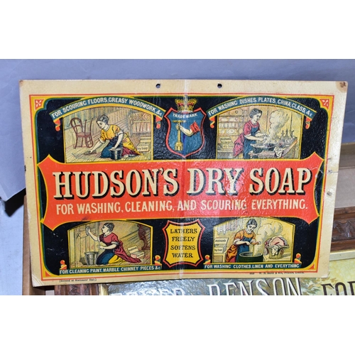 434 - VINTAGE ADVERTISING SHOWCARDS comprising Borax Extract of Soap, Hudson Dry Soap, Straw Hat Polish an... 