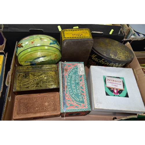 435 - TINS & BOXES, comprising thirteen vintage items, from Huntley & Palmers, Jacob's & Co's, Peek Frean ... 