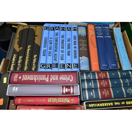 436 - BOOKS, two boxes containing fifty FOLIO SOCIETY publications in hardback format to include twelve wo... 