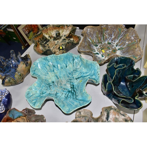 441 - A GROUP OF STUDIO POTTERY NATURE INSPIRED BOWLS, comprising eight handmade pottery bowls made with p... 