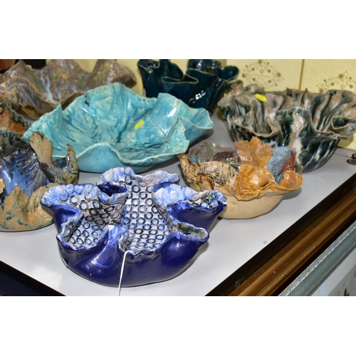 441 - A GROUP OF STUDIO POTTERY NATURE INSPIRED BOWLS, comprising eight handmade pottery bowls made with p... 