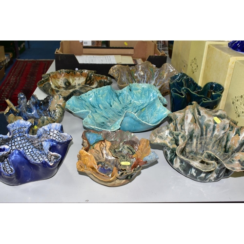 441 - A GROUP OF STUDIO POTTERY NATURE INSPIRED BOWLS, comprising eight handmade pottery bowls made with p... 