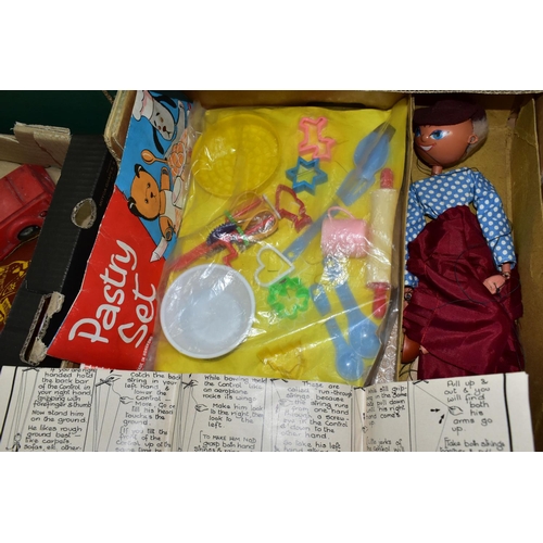 450 - TOYS & GAMES, four boxes of vintage toys and games to include a boxed Cinderella Spectacular Pantomi... 