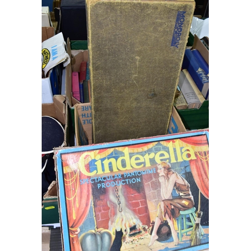 450 - TOYS & GAMES, four boxes of vintage toys and games to include a boxed Cinderella Spectacular Pantomi... 