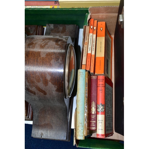 454 - FOUR BOXES AND LOOSE CERAMICS, GLASS, BOOKS, RECORDS AND SUNDRIES, to include a twenty two piece Wed... 