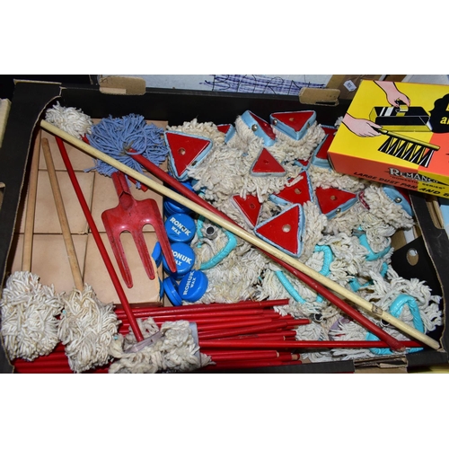 465 - FOUR BOXES OF VINTAGE TOYS BY REMANCO, to include children's gardening and household tools, assorted... 