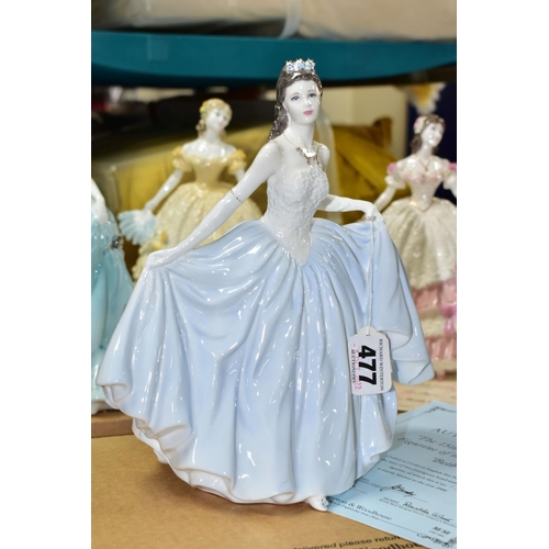 477 - FOUR COALPORT FIGURINES comprising a boxed limited edition The 15th Anniversary Figurine of the Year... 