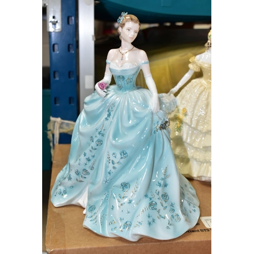 477 - FOUR COALPORT FIGURINES comprising a boxed limited edition The 15th Anniversary Figurine of the Year... 