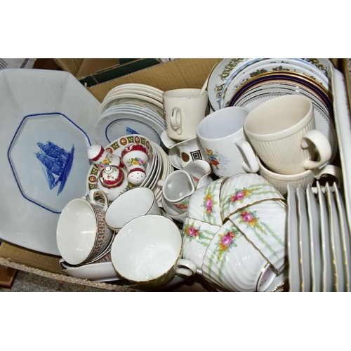 488 - FIVE BOXES AND LOOSE CERAMICS AND SUNDRY ITEMS, to include an eighteen piece Palissy 'Silver Birch' ... 