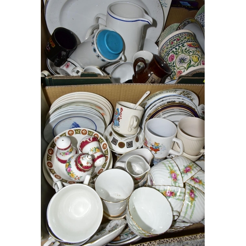 488 - FIVE BOXES AND LOOSE CERAMICS AND SUNDRY ITEMS, to include an eighteen piece Palissy 'Silver Birch' ... 