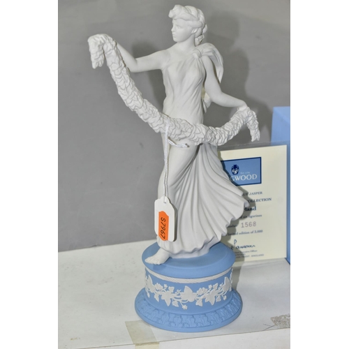 491 - A LIMITED EDITION WEDGWOOD FIGURINE 'LAUREL GARLAND', from the Dancing Hours Collection, 1568/3000 w... 