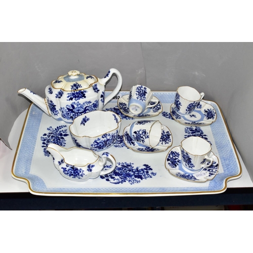 492 - A VICTORIAN COPELAND FOUR PLACE TEA SET, comprising of teapot - hairline crack to the base, firing c... 