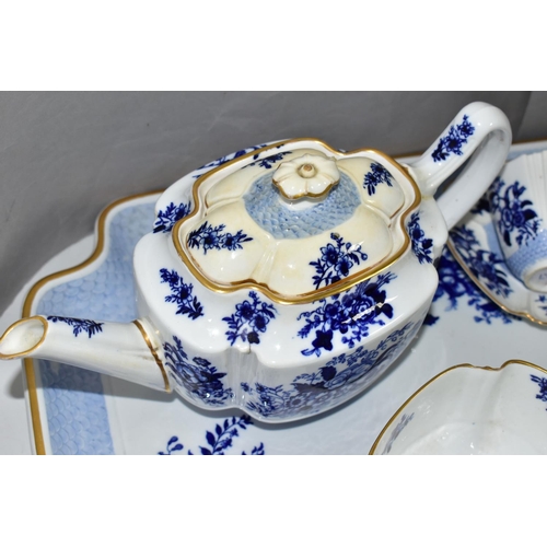 492 - A VICTORIAN COPELAND FOUR PLACE TEA SET, comprising of teapot - hairline crack to the base, firing c... 