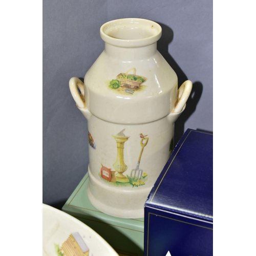 495 - DECORATIVE CERAMICS AND GLASS ETC, to include boxed Aynsley Cottage Garden flower baskets, two boxed... 