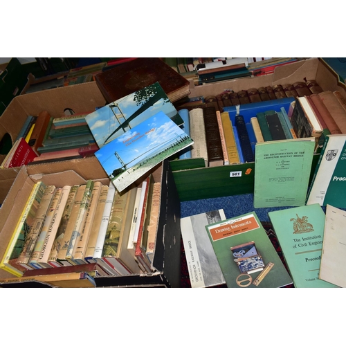 501 - FIVE BOXES OF ANTIQUARIAN BOOKS, containing over 100 titles including four C.S. Lewis titles The Scr... 