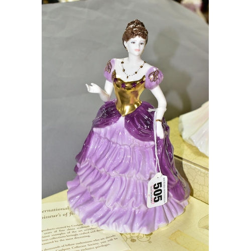 505 - SIX BOXED COALPORT FIGURINES, comprising 'Janet' from the Collingwood collection with certificate, '... 