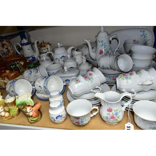 510 - A GROUP OF TEAWARES AND CERAMICS, comprising  Royal Doulton Expressions 'Windermere' pattern two cov... 