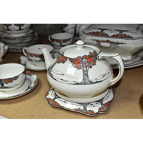 517 - A CROWN DUCAL 'ORANGE TREE' DINNER SET A1211  comprising six cups (one is marked on the inside glaze... 