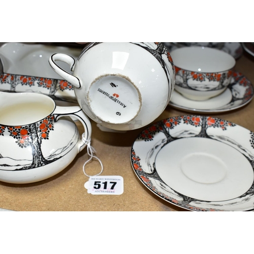 517 - A CROWN DUCAL 'ORANGE TREE' DINNER SET A1211  comprising six cups (one is marked on the inside glaze... 