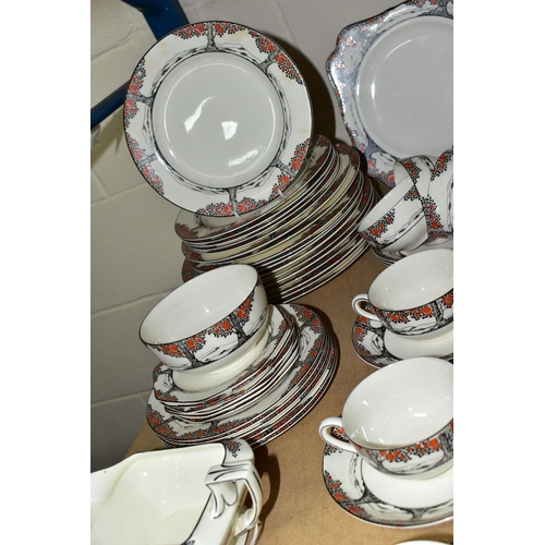 517 - A CROWN DUCAL 'ORANGE TREE' DINNER SET A1211  comprising six cups (one is marked on the inside glaze... 