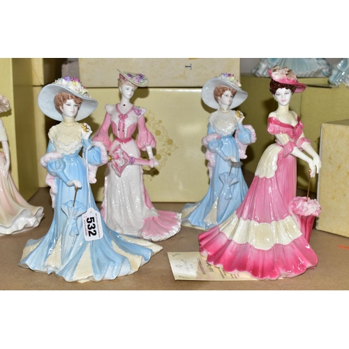 532 - FOUR BOXED COALPORT FIGURINES, comprising High Society Collection, limited edition figurines: Lady C... 