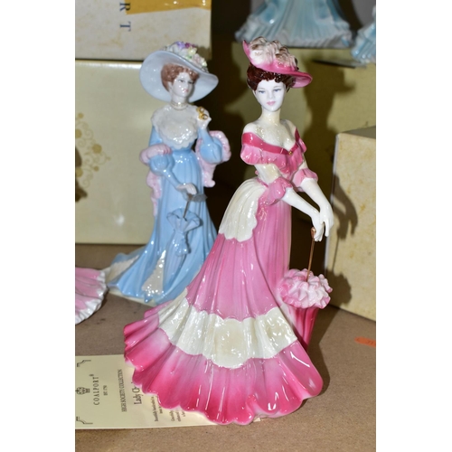 532 - FOUR BOXED COALPORT FIGURINES, comprising High Society Collection, limited edition figurines: Lady C... 