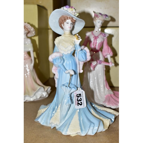 532 - FOUR BOXED COALPORT FIGURINES, comprising High Society Collection, limited edition figurines: Lady C... 