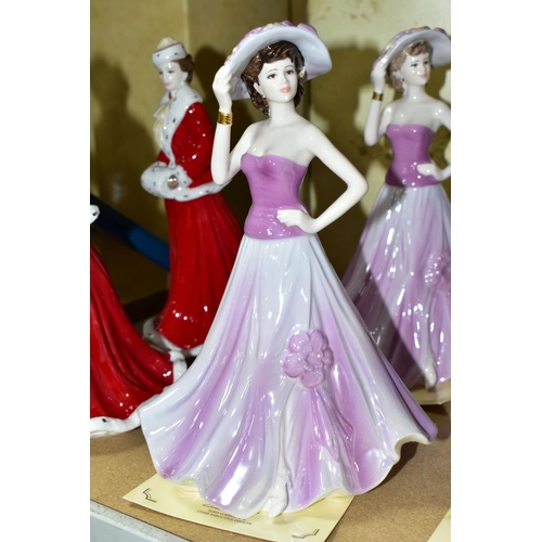 534 - SIX BOXED COALPORT LADIES OF FASHION FIGURINES, comprising Karen Figurine of the Year 1996, Anne Fig... 