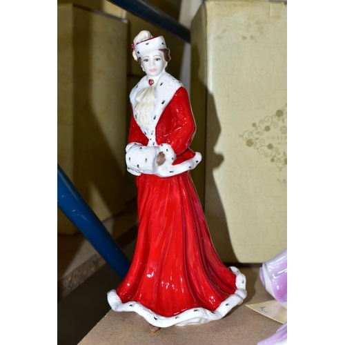 534 - SIX BOXED COALPORT LADIES OF FASHION FIGURINES, comprising Karen Figurine of the Year 1996, Anne Fig... 