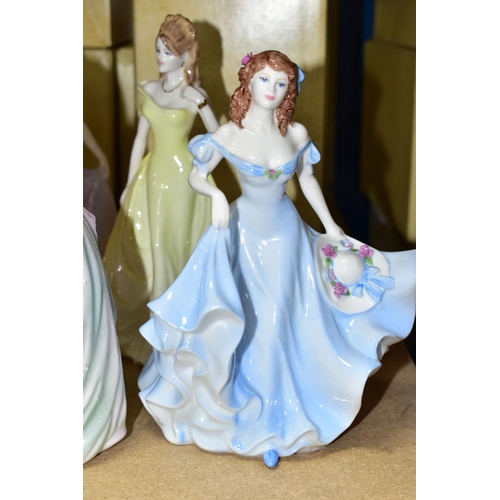 543 - SIX COALPORT LADIES OF FASHION FIGURINES, five boxed, comprising Pamela - an exclusive to figurine e... 