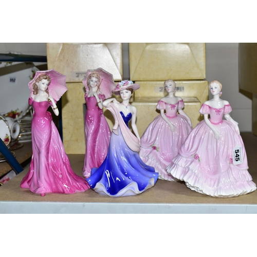 545 - FIVE BOXED COALPORT AUSTRALIAN EXCLUSIVE FIGURINES,  limited editions, comprising Margot 89/500, two... 