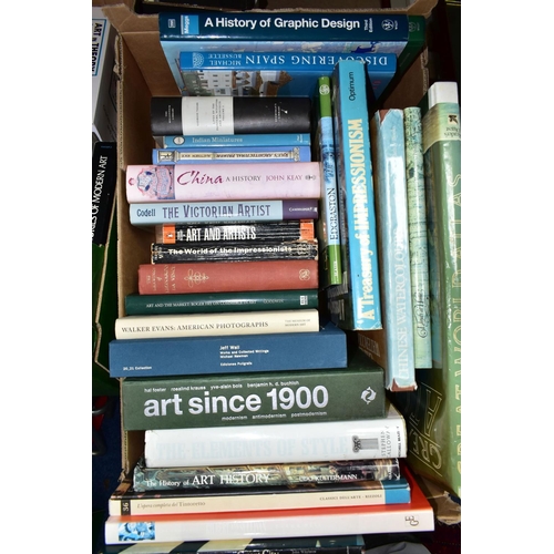 547 - THREE BOXES OF BOOKS, approximately sixty to seventy titles, mainly art and design, also travel, cla... 