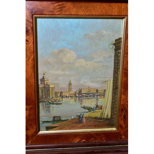 574 - A GARDELLI, a pair of framed oils on copper depicting Venetian scenes, signed lower right, with rece... 