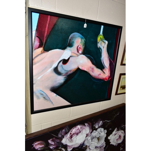 577 - TWO MODERN DECORATIVE CANVAS PRINTS, comprising a detail from Francis Bacon's 'Man Turning on the Li... 