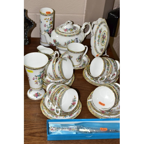 578 - A COALPORT 'MING ROSE' PATTERN TEA SET, comprising one teapot, one bread and butter plate, cream jug... 