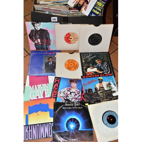 582 - A BOX OF APPROXIMATELY FOUR HUNDRED AND FIFTY VINYL SINGLES, plain and picture sleeves, artists to i... 