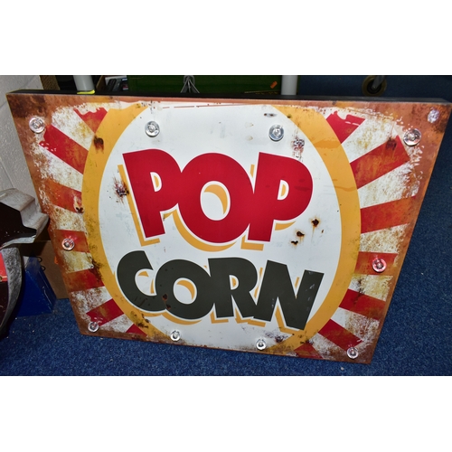 408 - TWO MODERN DECORATIVE ILLUMINATED ADVERTISING SIGNS, 'Pop Corn' approximate size 49cm x 60cm and 'Da... 