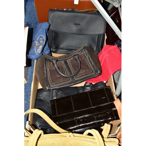 469 - A BOX AND LOOSE HANDBAGS AND BRIEFCASES ETC, brands include Tommy & Kate, Joshua Taylor, Billy Bag, ... 