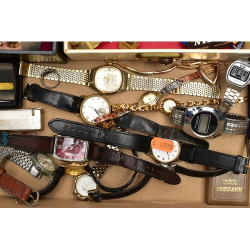 102 - A SELECTION OF SILVER, WHITE METAL, COSTUME JEWELLERY AND WATCHES, to include mid 20th century macas... 