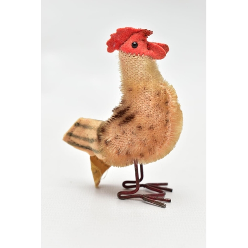 1053A - A  POST-WAR STEIFF MOHAIR HEN WITH METAL WIRE LEGS, metal button and yellow tag to tail feathers, ta... 