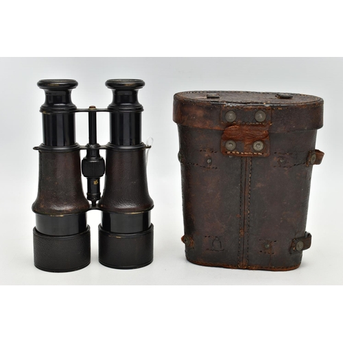 1128A - A PAIR OF WW1 BRITISH MILITARY ISSUE BINOCULARS ENGRAVED WITH A BROAD ARROW, also engraved with numb... 