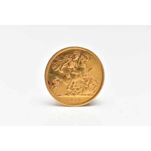 117 - A GEORGE V HALF SOVEREIGN COIN, obverse depicting George V, reverse displaying George and the Dragon... 