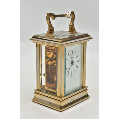 77 - AN 'ASPERY' CARRIAGE CLOCK, brass carriage clock with glass viewing panels, white dial signed 'Aspre... 