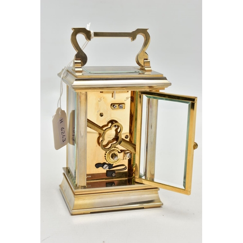 77 - AN 'ASPERY' CARRIAGE CLOCK, brass carriage clock with glass viewing panels, white dial signed 'Aspre... 
