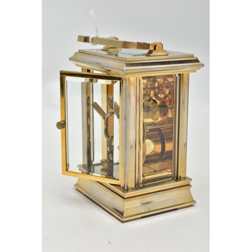 77 - AN 'ASPERY' CARRIAGE CLOCK, brass carriage clock with glass viewing panels, white dial signed 'Aspre... 