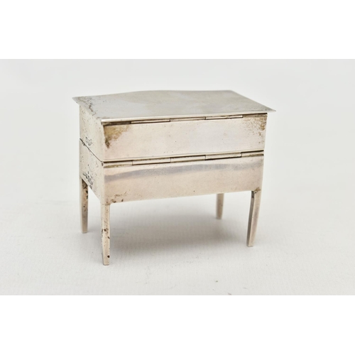 82 - AN EARLY 20TH CENTURY SILVER 'ASPREY & CO LTD' NOVELTY STAMP CASE, in the form of a chest of two dra... 