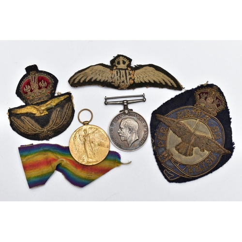 91 - A GROUP OF WWI MEDALS, together with other Insignia relating to the Service of an RAF Officer, from ... 
