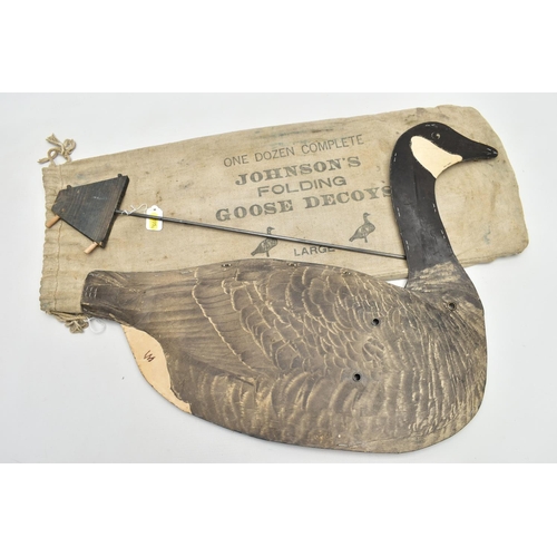 995A - A VINTAGE AMERICAN 'JOHNSON'S FOLDING GOOSE DECOY', the printed card decoy of a Canada Goose by Wm. ... 