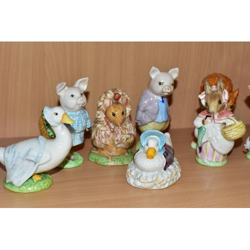 308 - TEN BESWICK BEATRIX POTTER CHARACTER FIGURES, comprising 'Squirrel Nutkin' with BP-3b backstamp (fir... 